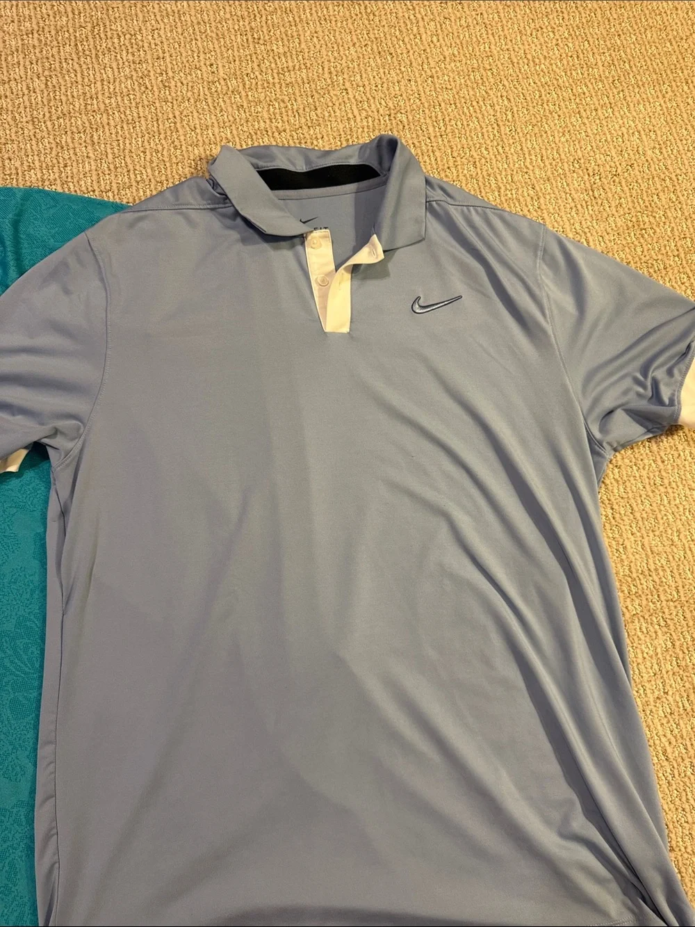 Men’s lot of 2 Nike Dri fit floral print teal & blue polo shirts sz Large